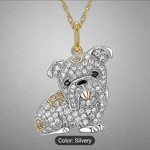 New Rhinestone Bulldog Necklace
